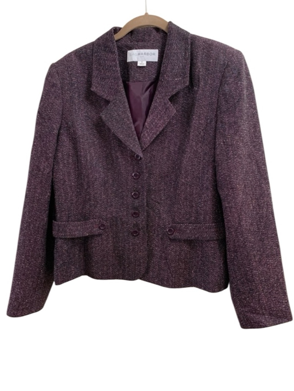 Vintage Sag Harbor Purple Blazer Suit Coat Jacket Women’s Size 14 Textured Work